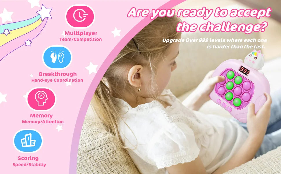 999 Level Electronic Pop Push Quick Push Game Console with LED Display Screen Suitable for Adult and Child Fidget Toy