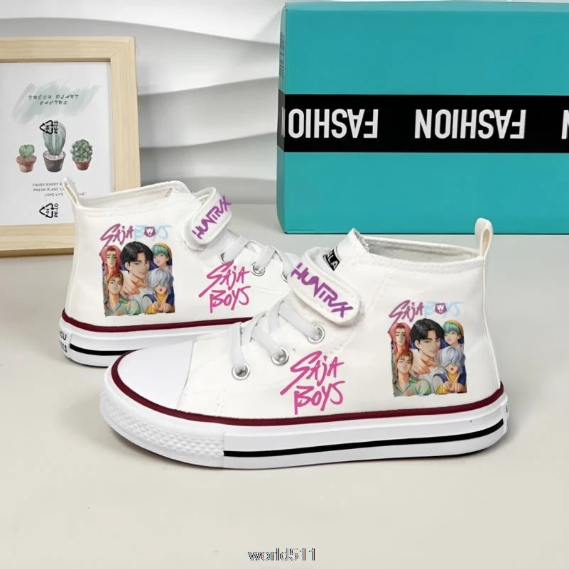 Children's Canvas Sneakers KPop Demon Hunters Fashion Student Shoes Boys Girls Outdoor Sport Shoes Sneakers Kids Casual Shoes