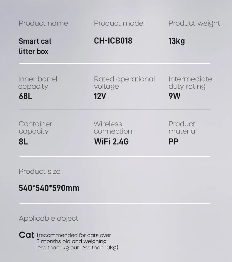 BOOTEELY Fully Automatic Cat Litter Box Oversized Anti-spatter Open Anti-odor Intelligent Electric Cleaning Cat Toilet