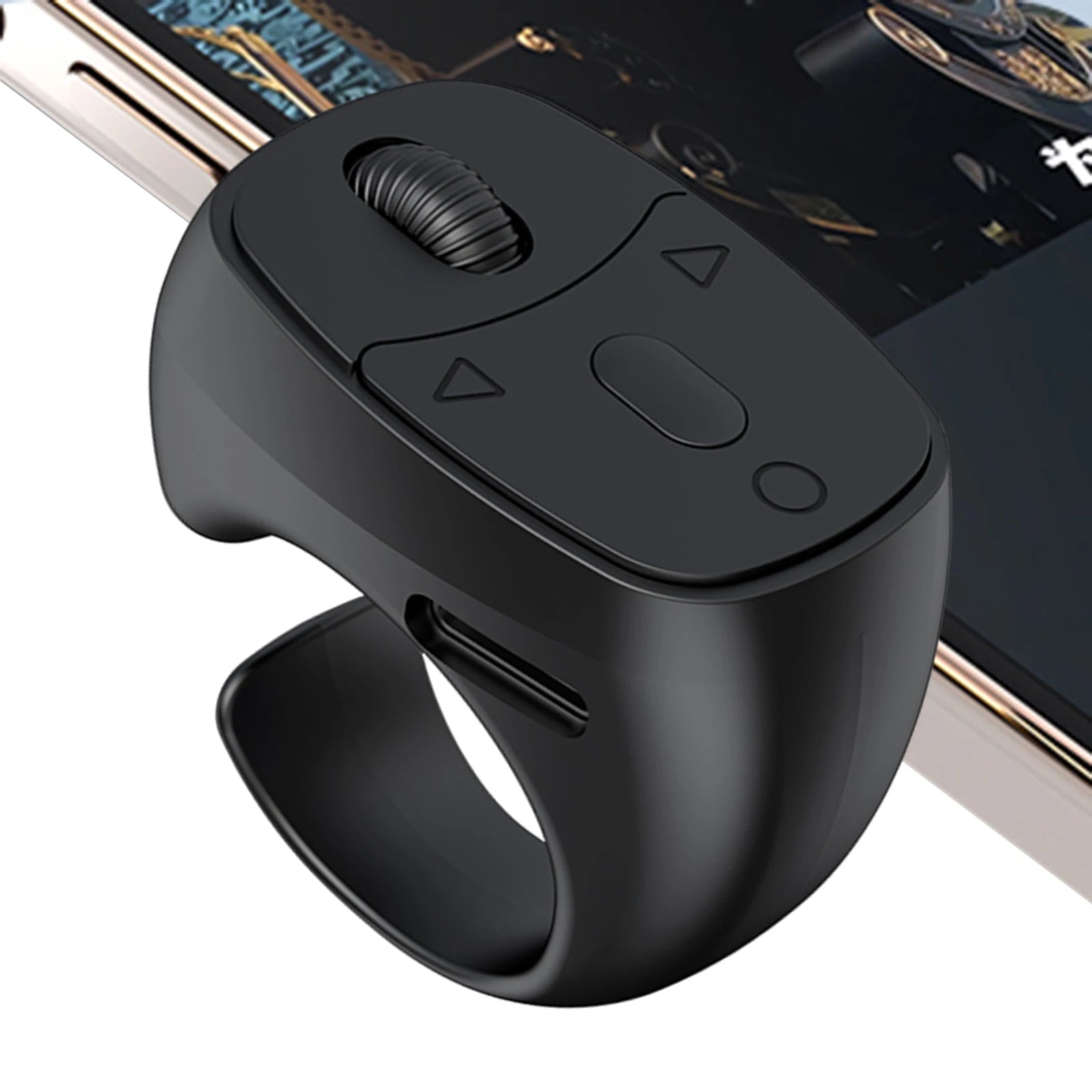I YAN Bluetooth 5.3 remote control mouse finger ring with wireless camera shutter and selfie button, wearable fingertip device.