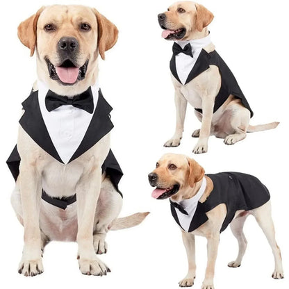 Cotton Large Dog Costume Detachable Two Pieces Dog Wedding Costume Black Dog Clothes Suit Dress Autumn Large Breeds Pet Products