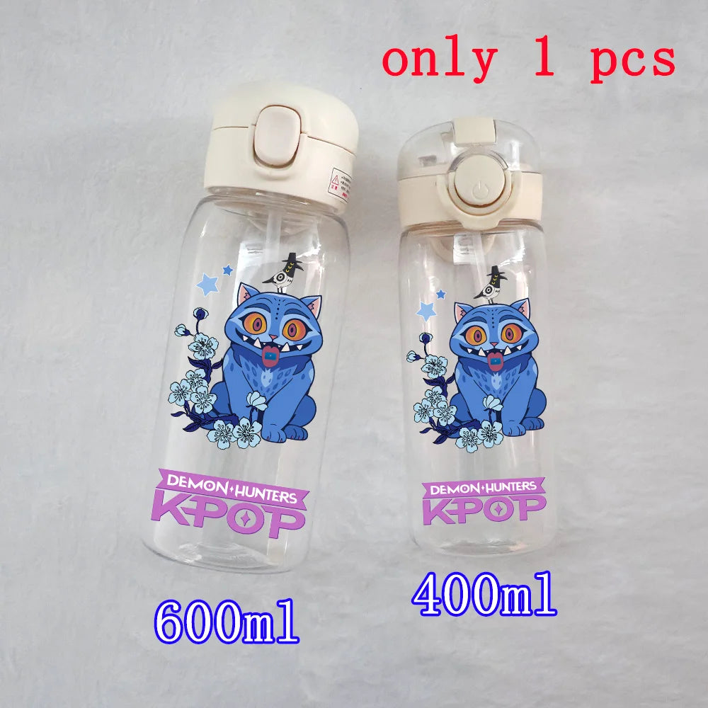 400ML-600ML Animated Movie K-Pop: Demon Hunters HUNTR/X Plastic Large Capacity Water Cup Bottle Gourde Drinking Bottle Gifts
