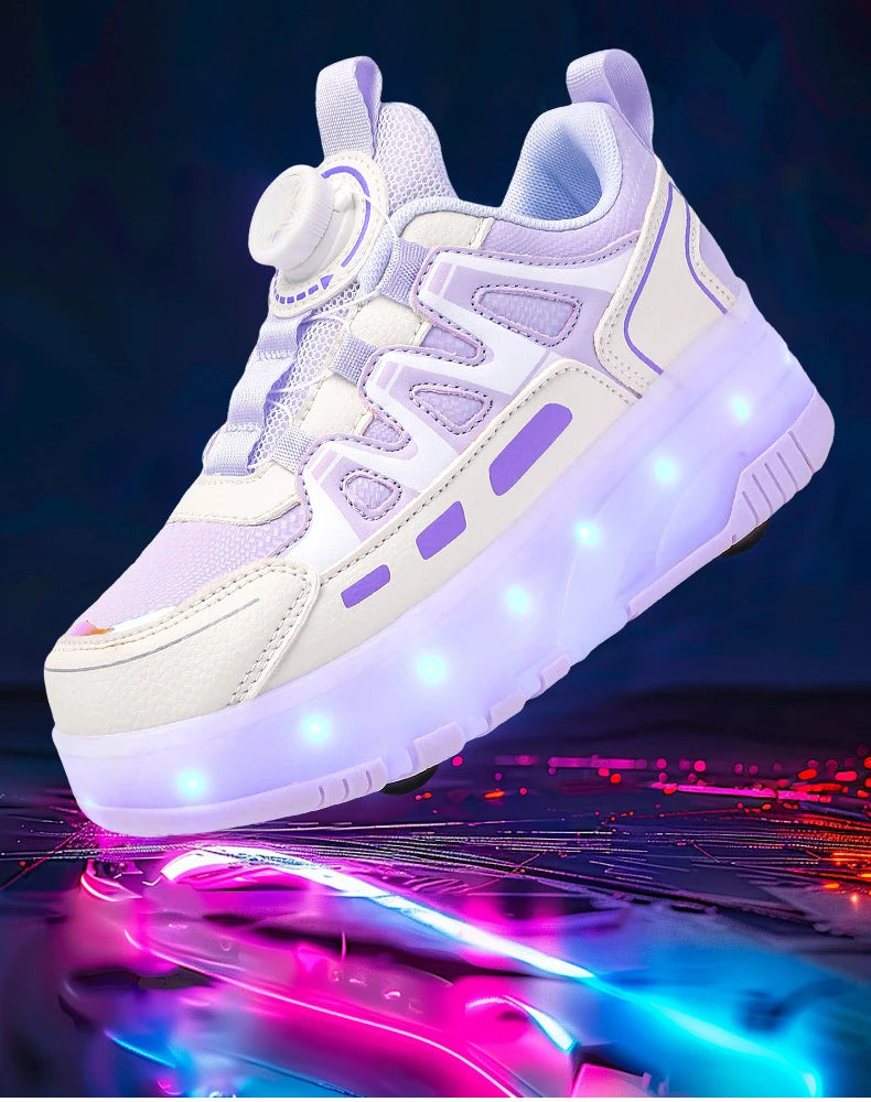 Roller Skate Shoes Kids Sneakers With 4 Wheels LED Light Luminous Children Glowing Fashion Outdoor Sports Shoes Girls Boys Gifts