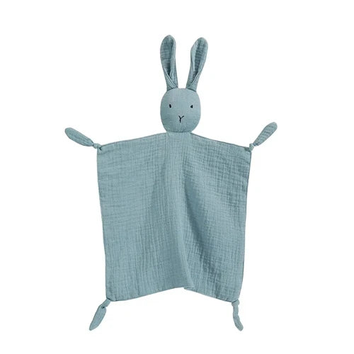 Soft I YAN baby cotton muslin comforter blanket with sleeping dolls and bibs, perfect for newborns and kids' sleep and comfort.
