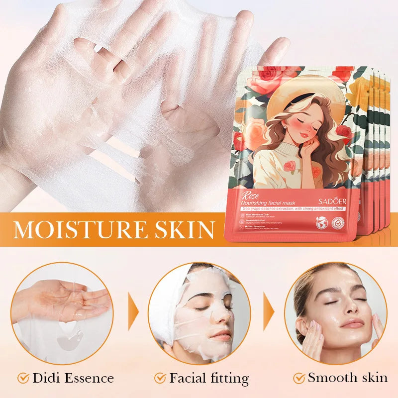 10pcs SADOER Fruits Facial Masks for Face Moisturizing Brightening Firming Hydrating Face Mask Beauty Facial Skin Care Products