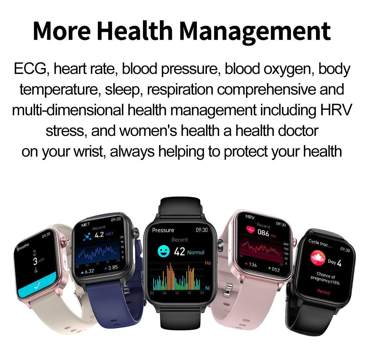 ECG+PPG Monitoring Smart Watch Women Blood pressure Blood Lipid Uric Acid Women Menstrual Health Tracker Smartwatches