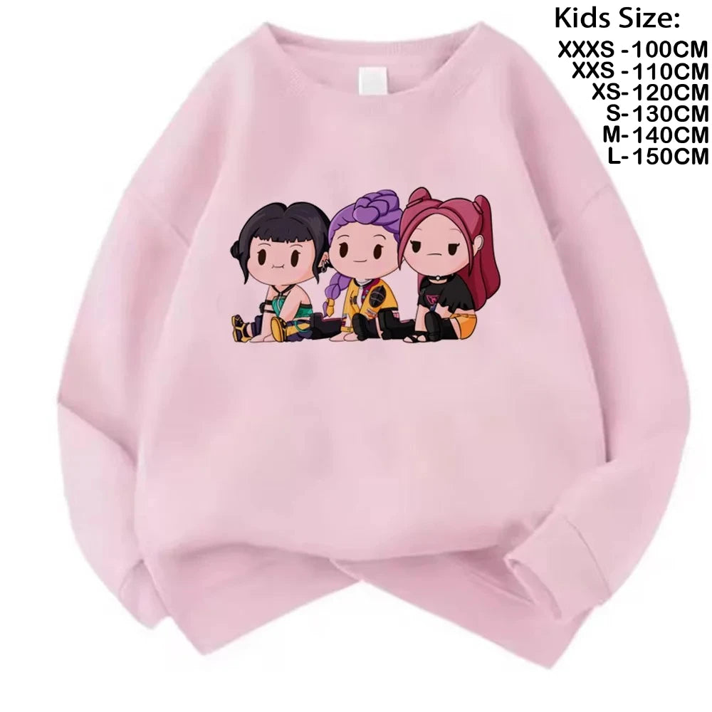 Movie Fans Gift Hoodie Girls Kids Huntrix Kpop Demon Hunters Children's Sweatshirt Cute Tiger Harajuku Hoody for Boys Girls