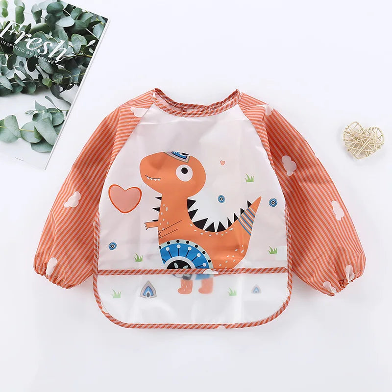 Waterproof Full Sleeve Baby Bibs Children Apron Long Sleeve Feeding Smock Kids Eating Breastplate Infant Scarf Clothing
