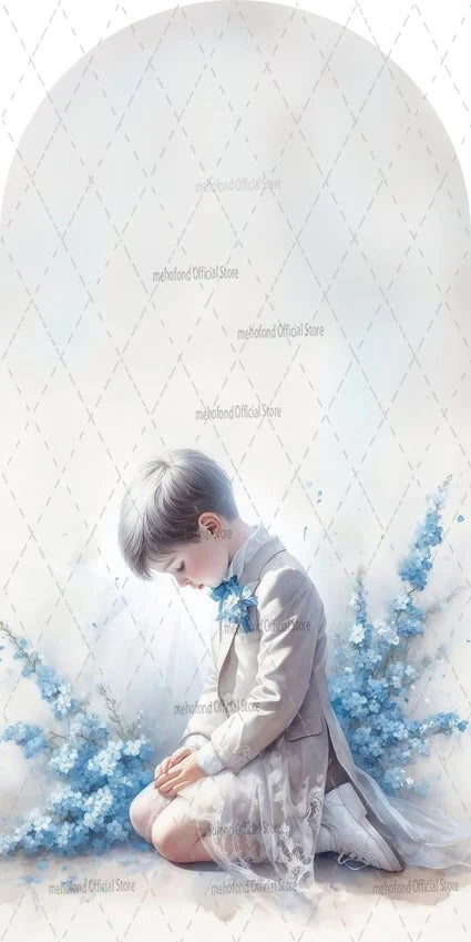 Mehofond Custom 2-Sided My Baptism Kids God Bless First Communion Party Baby Shower Cover Chiara Arch Background Decor Backdrop
