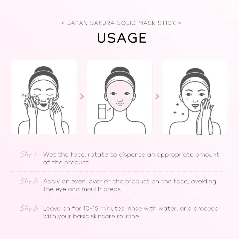 Sakura Cleansing Face Mask Stick 40g– Pore Cleaner, Blackhead Removal, Oil Control, and Skin Moisturizer