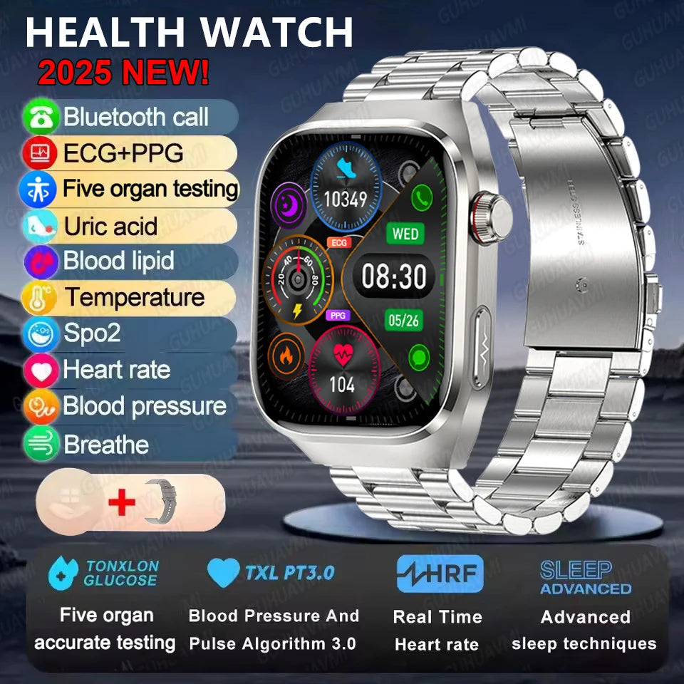 I YAN Micro Physical Examination Smart Watch for Men, showing a sleek black design with digital display and health monitoring features.