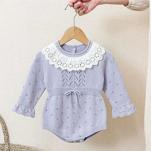 2026 New Spring 0-24M Toddler Baby Boys Girl Knitted Romper Long Sleeved Solid Color Hooded Infant Baby Knitted Jumpsuit