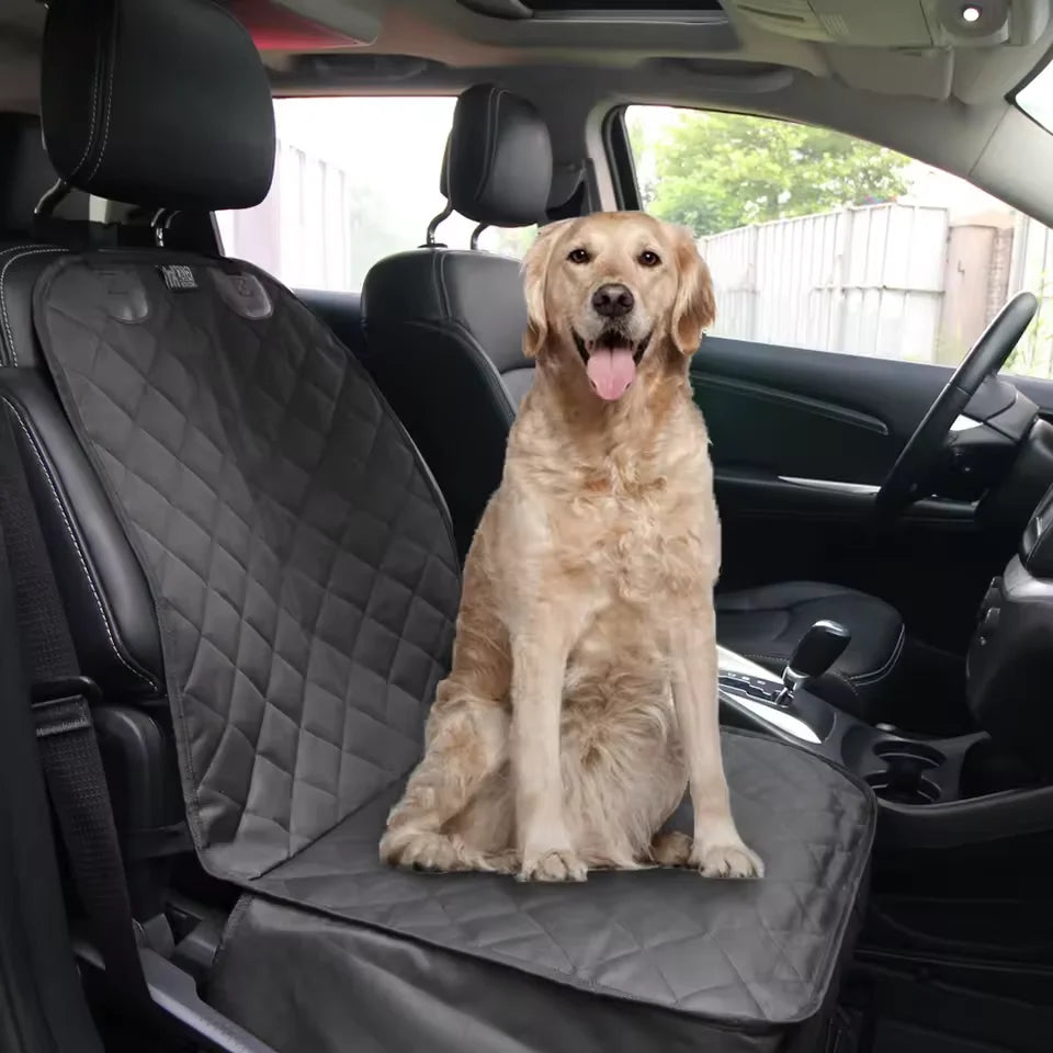Waterproof I YAN pet dog car seat cover with non-slip rear seat mat and foldable carrier cushion for travel protection.