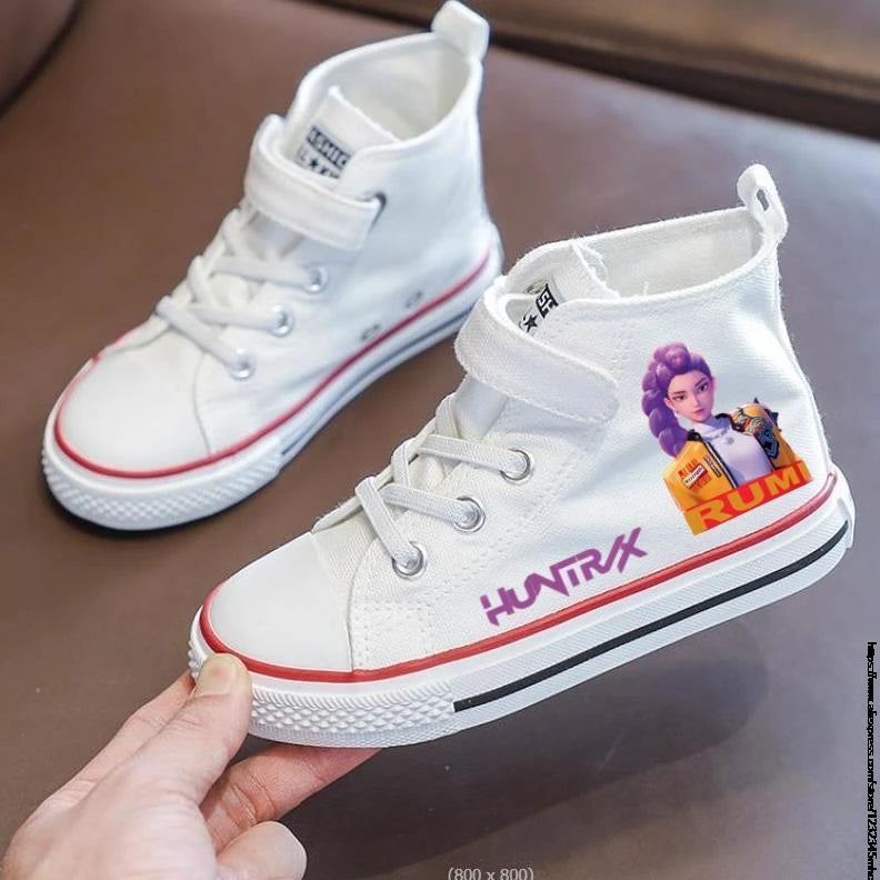 New Kpop Demon Hunter Children's Canvas Shoes Kids Sneakers Boys Girls Fashion Canvas Shoe Cartoon Print Breathable Casual Shoes