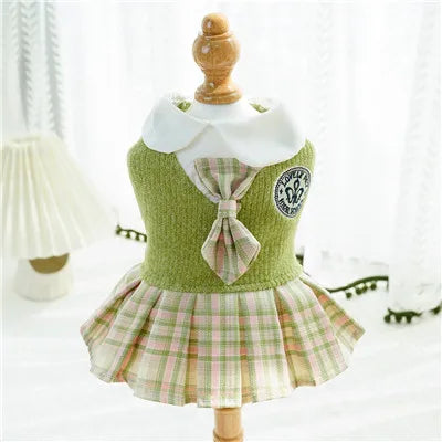 College Style Plaid Dog Dress – Cute Skirt for Small Dogs & Cats