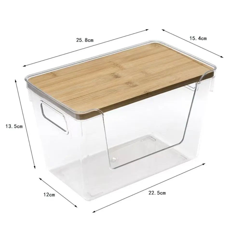 Stackable Pantry Organizers with Wooden Lids Kitchen Storage Clear Bins Under Sink Organizer for Onion Potato Fruit Vegetables