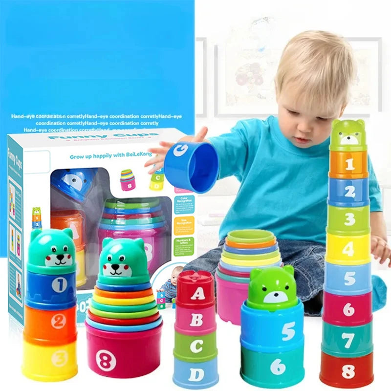 I YAN Kid Brain Response Battle Fold Cup toy with colorful foldable cups for hand speed and early education stacking game.