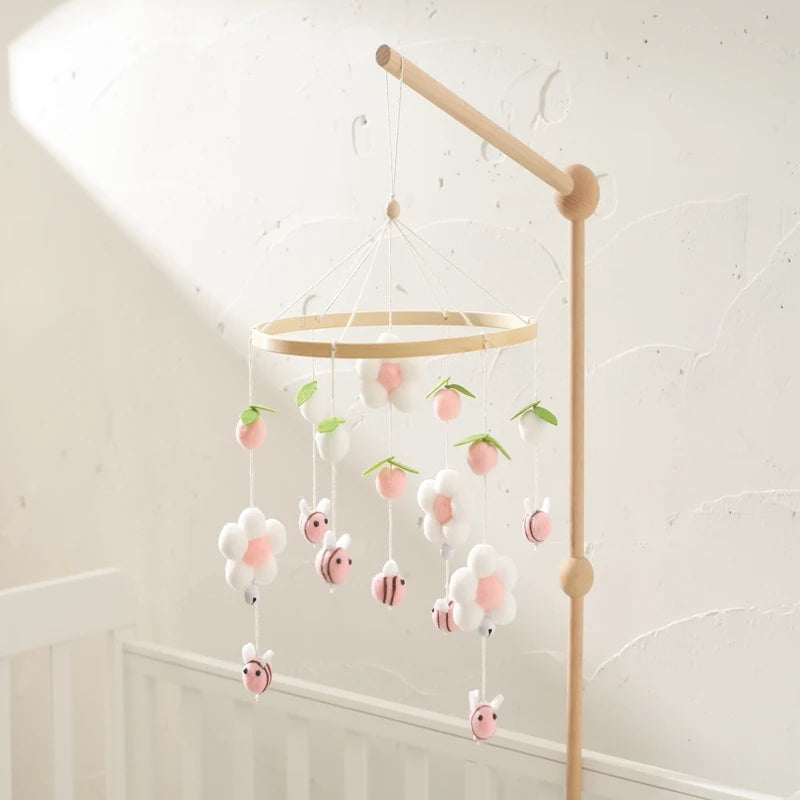 Cartoon Bee Baby Crib Mobile – Wooden Bed Bell Rattle Toy for Newborns 0-12M - I YAN