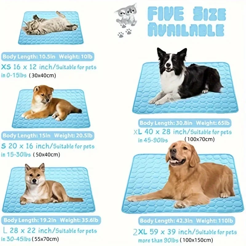 Pet Summer Cooling Mat Water Absorption Portable Cooling Gel Sleeping Pad Universal For Dog Bed Car Crate Outdoor Scratch-resistant Easy Clean