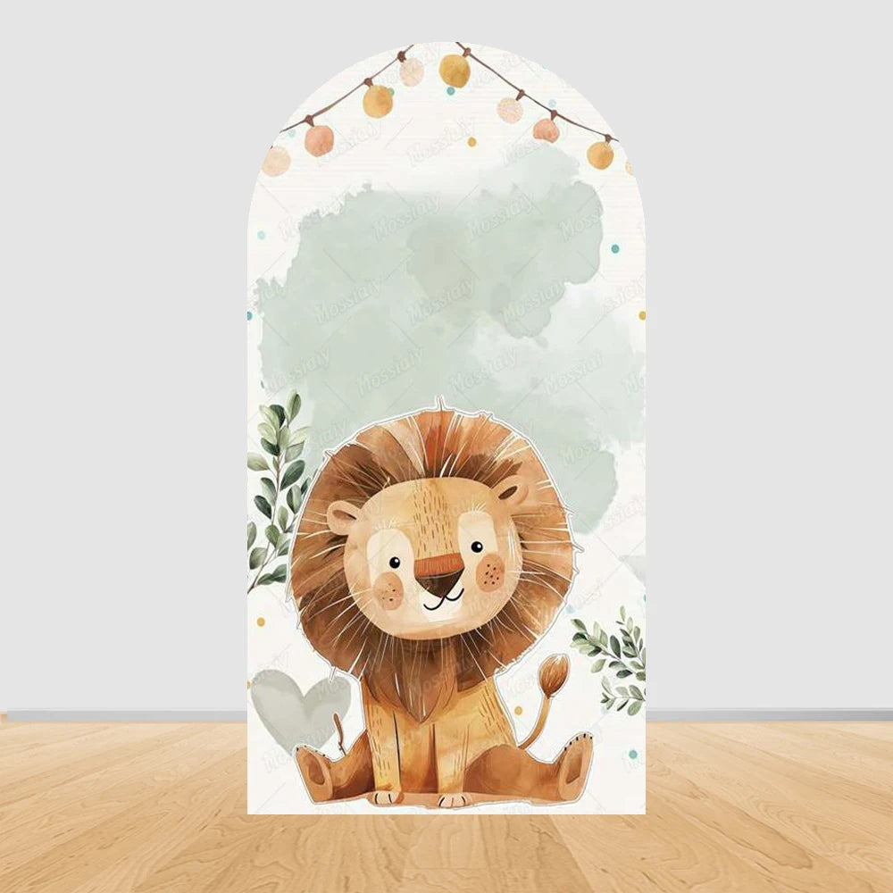 Jungle Animals Party Wild One Baby Shower Arch Cover Backdrop for Boy Birthday Cartoon Animal Truck Background Wall Decoration