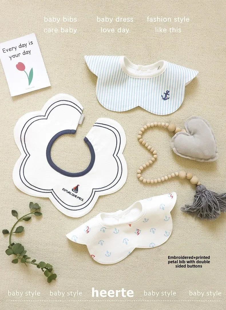 3-Pack Cotton Gauze Baby Bibs | Soft Petal Print Drool Bibs for Newborns - I YAN