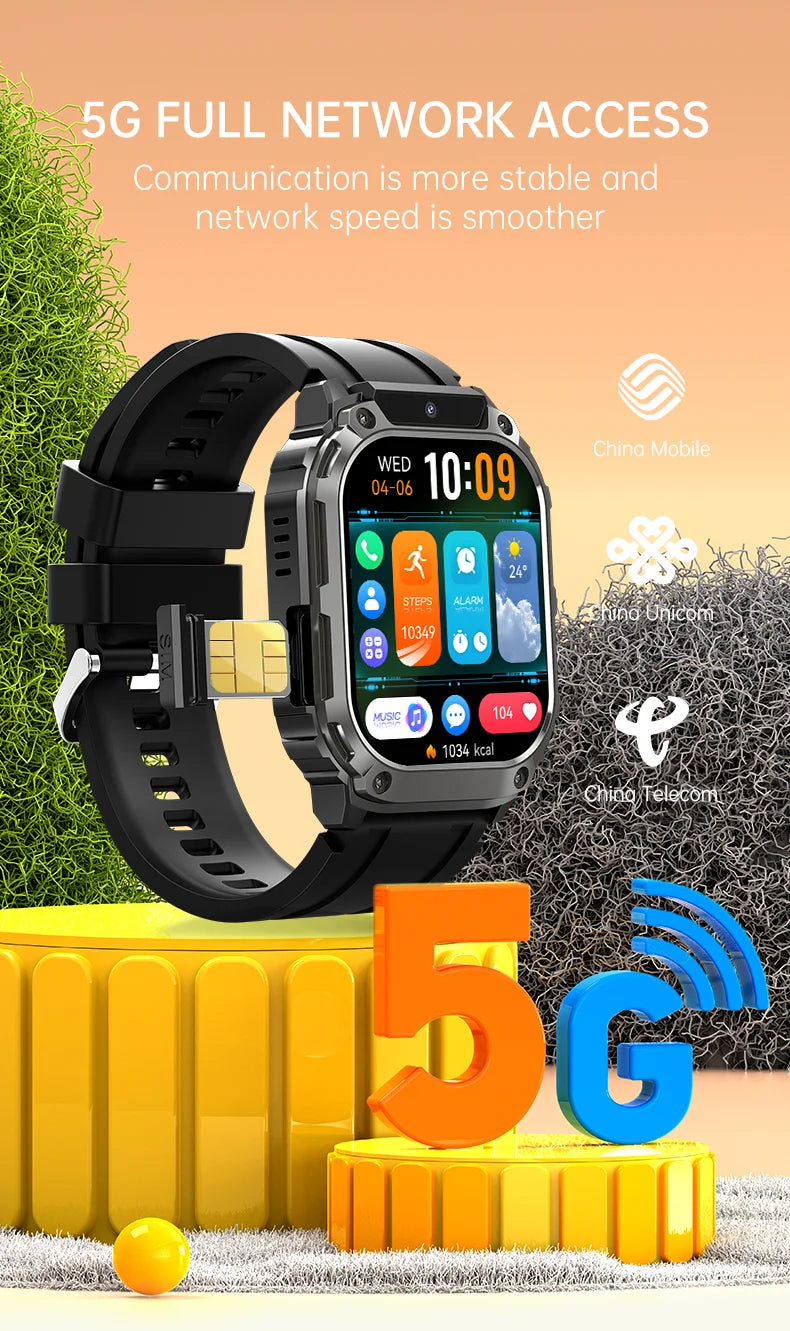 Smart Watch Android 4G SIM Card 1.96inch HD Screen with GPS WIFI Front Camera Video Call Sport Ourdoor for Men Women Kids