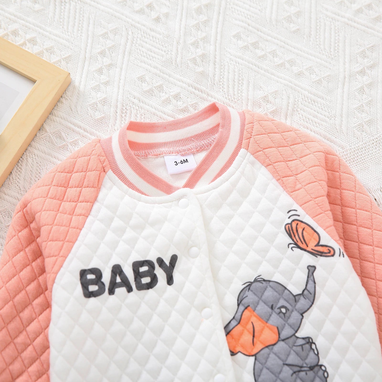 Unisex Baby Elephant (Lion) Print Baseball Jacket Autumn Winter Outerwear for Toddlers Boys Girls Soft Cotton Padded Coat