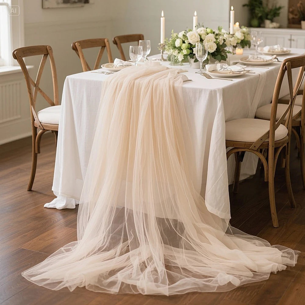 Mesh Gauze Backdrop Curtain Parties Wrinkle Free Photo Curtains Backdrop Drapes Fabric Decoration for Birthday Party Wedding