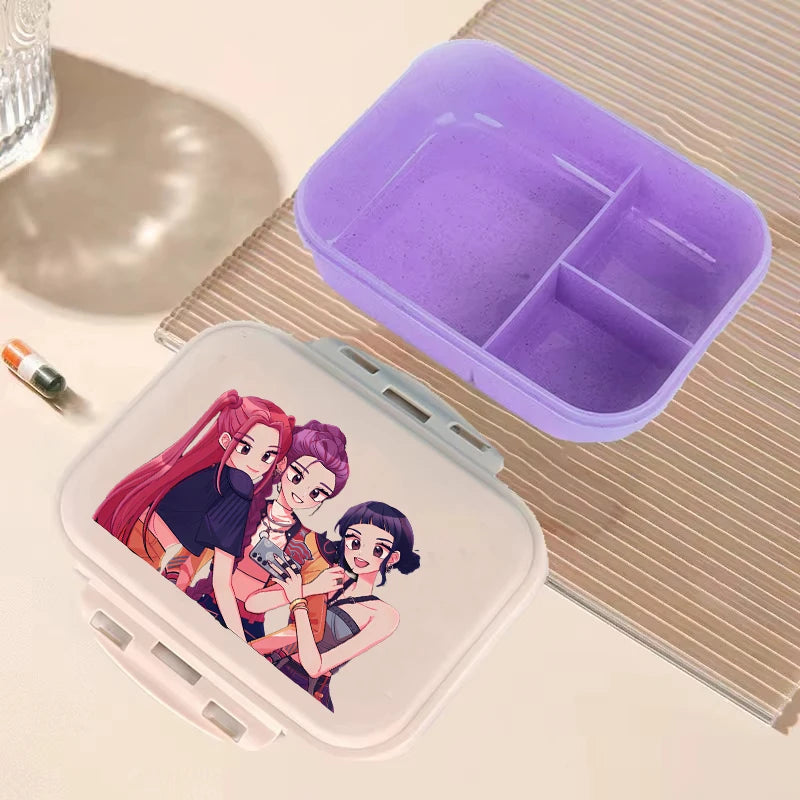 I YAN Demon Hunters anime lunch box with cartoon demon hunter design, large capacity food storage container for kids' school and picnics.