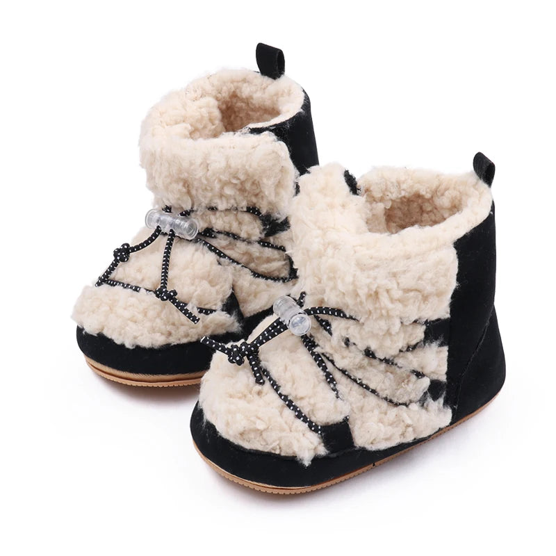 Winter Cute Baby Girls Boys Snow Booties Fashion Design High Quality Non-slip Casual Shoes Coral Velvet Prewalker Shoes BMB3119