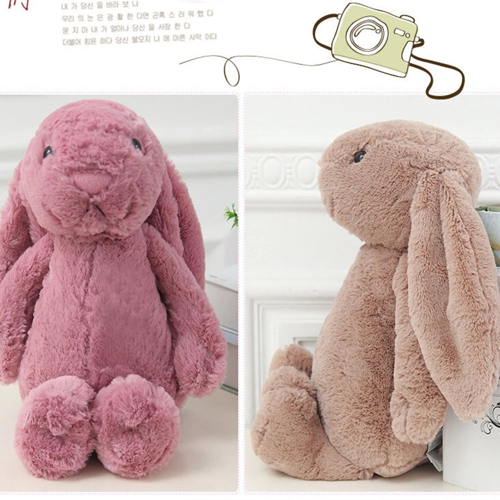 Personalized I YAN Shy Bunny plush toy with custom embroidered name, 40cm soft rabbit doll for gift or collection.