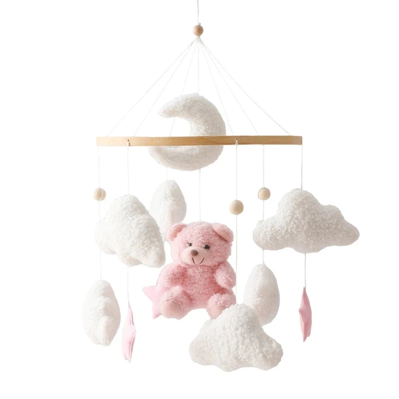 Baby Crib Mobile with Cartoon Felt Forest Animals – Wooden Bed Bell 0-12M - I YAN