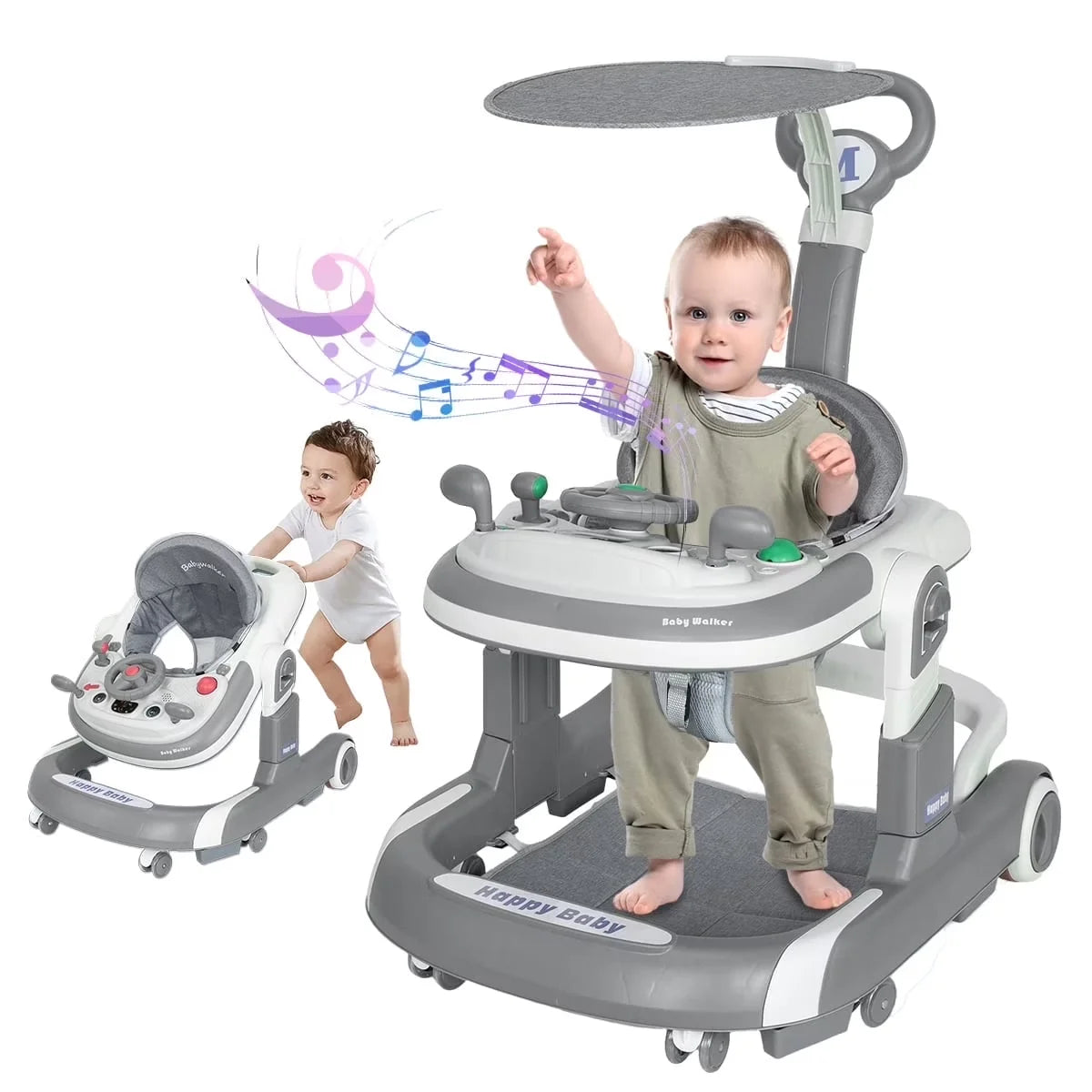 I YAN 5-in-1 baby infant walker with learning toy, anti-rollover design, multifunctional, without battery, suitable for infants.