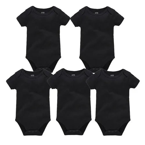 Set of Kavkas 3 or 5-piece baby bodysuits by I YAN in solid white cotton for boys and girls, suitable for 0-24 months.