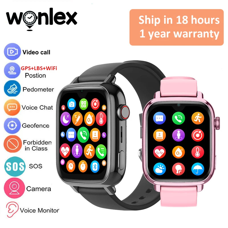 Kids smart watch by I YAN with 4G WiFi, GPS tracker, video call capability, and WhatsApp for children.