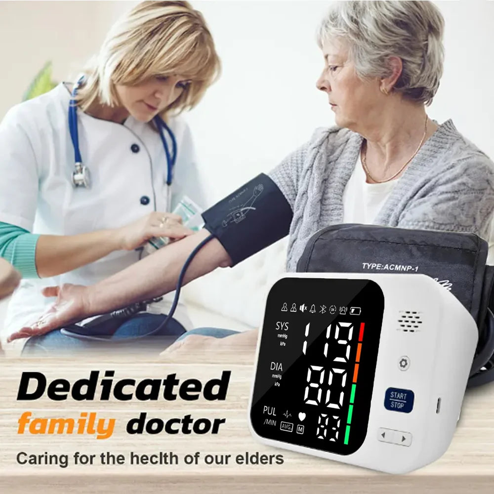 Rechargeable Blood Pressure Monitor Upper Arm BP Measure Device Automatic Tonometer Tensiometer Digital Health Sphygmomanometer