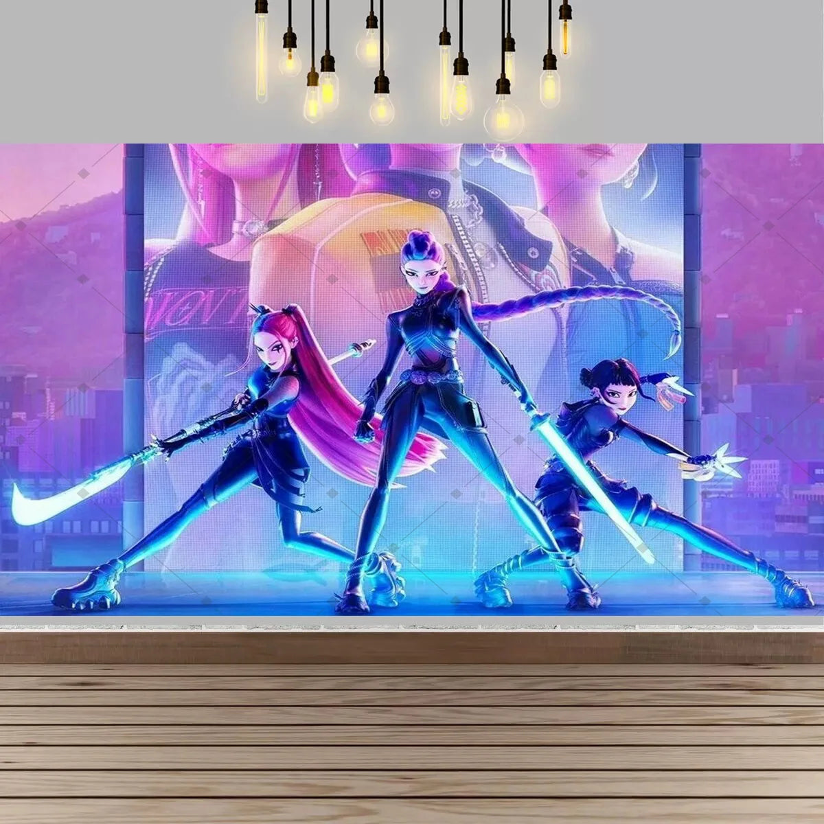 Kpop Theme Girl's Birthday Party Decoration Backdrop Pink Demons Birthday Party Supplies Decor Banner Baby Baptism Gift