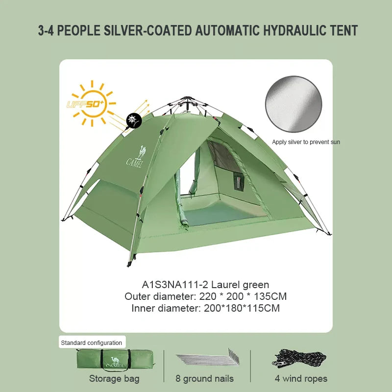 GOLDEN CAMEL 4 Person Camping Tents Travel Outdoor One-touch Tent Sun Protection Automatic Beach Tent Camping Equipment 텐트