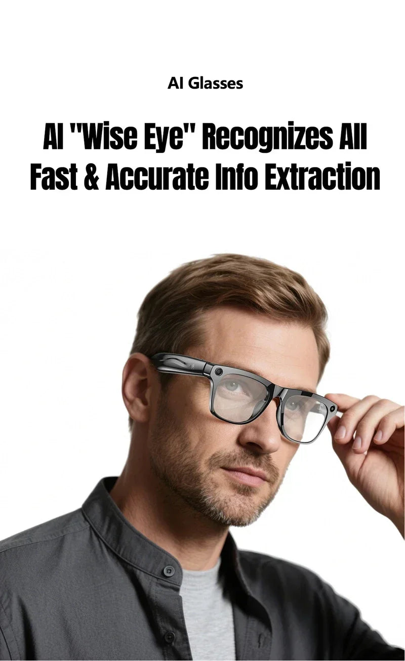 Lenovo 8K 4K AI HD Shooting Smart Glasses Multifunctional Camera Bluetooth Call Music VoicePlayer Translate Photochromic Glasses