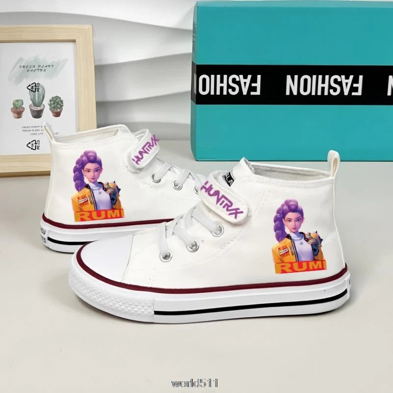 Children's Canvas Sneakers KPop Demon Hunters Fashion Student Shoes Boys Girls Outdoor Sport Shoes Sneakers Kids Casual Shoes