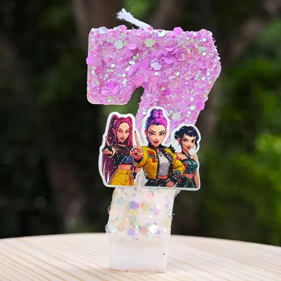 Hot Cute Girl Group Hunter's Digital Candle Numbers 0-9 Kids Birthday Cake Decoration Cartoon Party Supplies Accessory