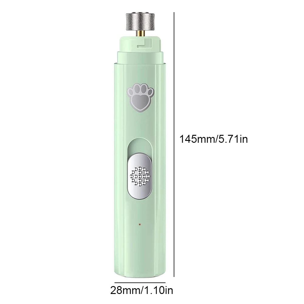 I YAN electric pet nail grinder with LED light for cats and dogs, rechargeable USB nail trimmer and grooming tool with safety guard
