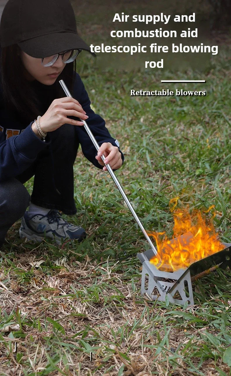 Outdoor Camping Blow Fire Tube Blowpipe Collapsible Tiny Beach Garden Tool Picnic Camping Equipment Blowing Fire Stick