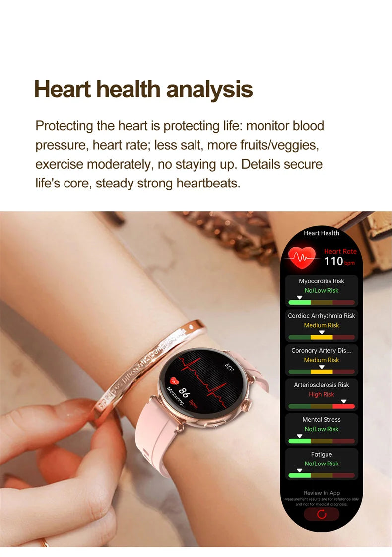 NEW 1.32inch Women Smartwatch AMOLED Screen ECG Sport Watch Blood Pressure Micro physical examination AI dial Health Smart Watch