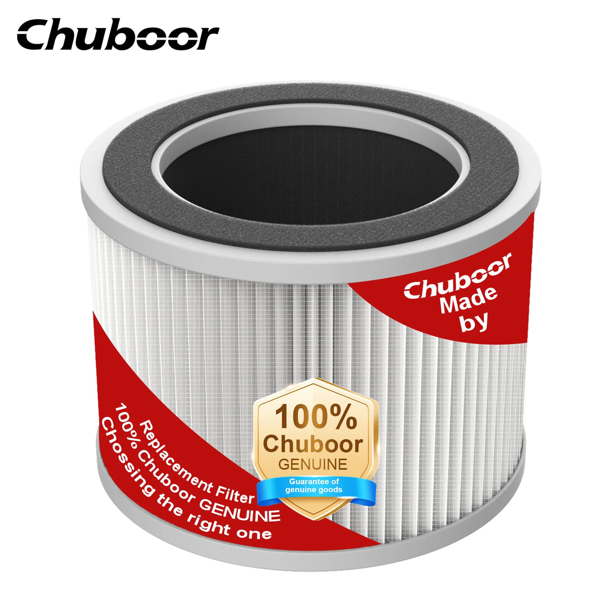 I YAN Chuboor smart air purifier for bedroom with HEPA filter, app and Alexa control, displaying sleek design and PM2.5 monitor.