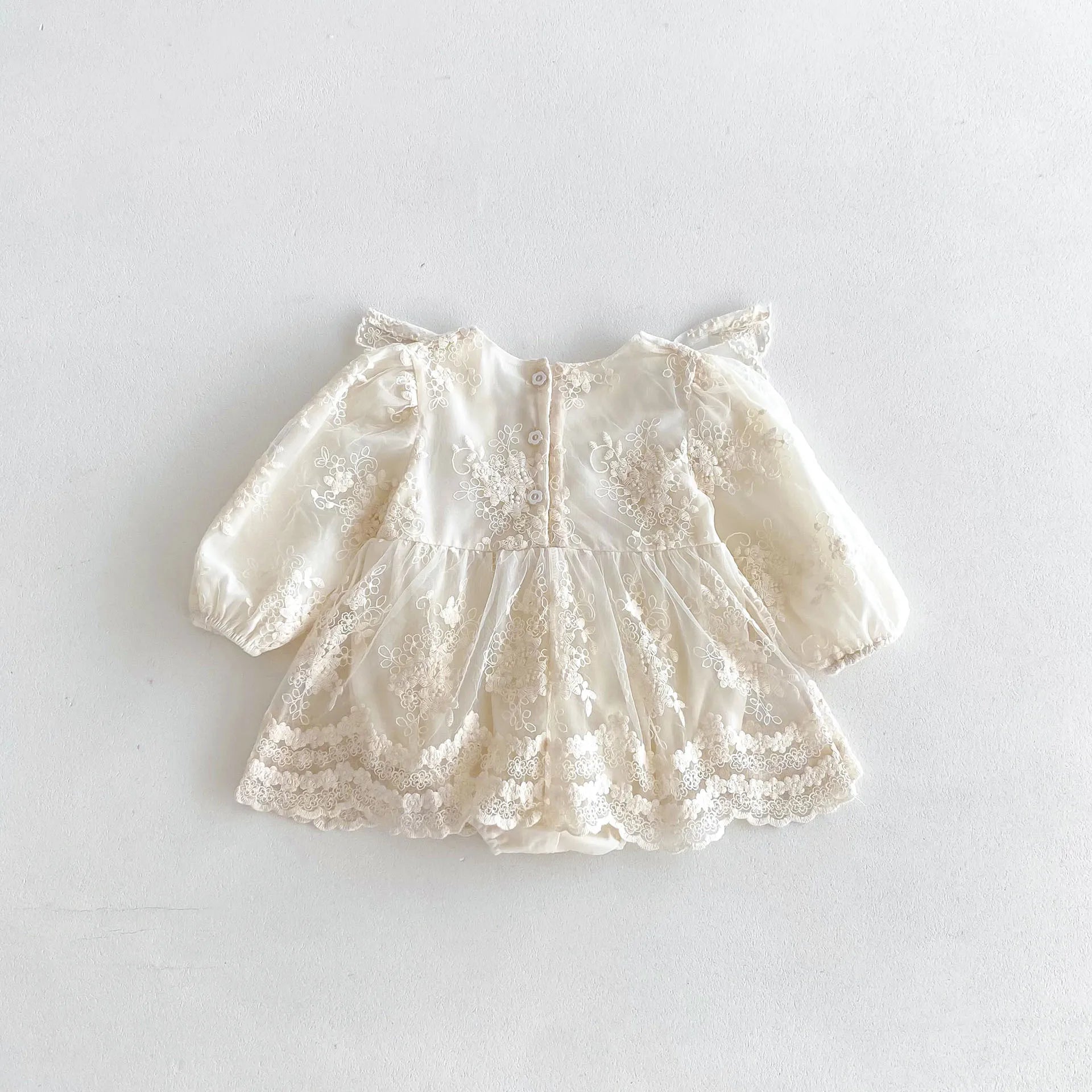 2026 Spring New Baby Girls Bodysuit Toddler Girl Princess Dress Infant Lace Embroiery Onesies Newborn Girls Clothing