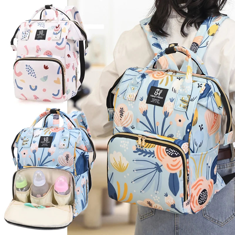 Fashion Print Nappy Backpack Bag Mummy Large Capacity Bag Mom Baby Multi-function Outdoor Travel Diaper Bags for Baby Care Stuff