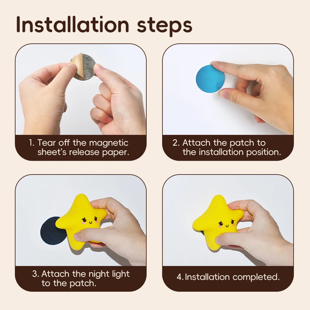 Star Moon Silicone Night Light Touch Sensor Nursery Sleeping Nightlights 3 Level Brightness Wall Light For Kids Chritmas Gift