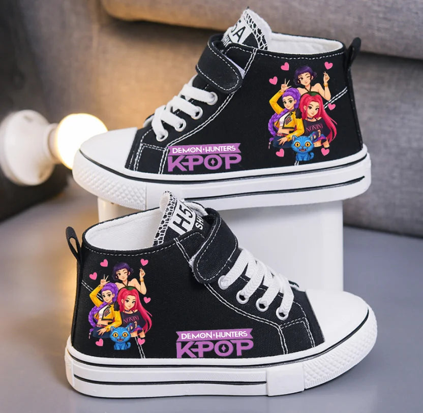 Kpop Demon Hunters Children's Canvas Shoes Fashion Student Shoes Boys Girls Outdoor Sport Shoes Sneakers Print Kids Casual Shoes