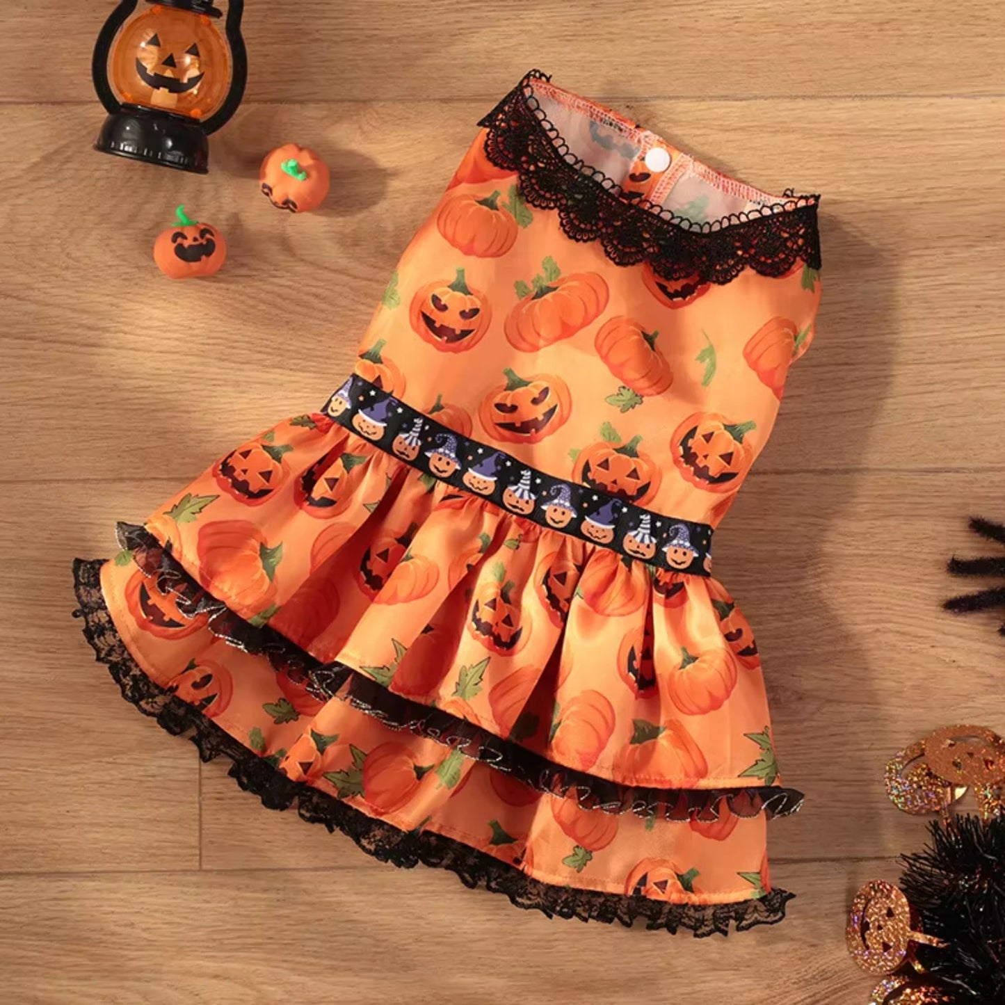 Halloween Pumpkin Skirt Dog Dress – Cute Festive Costume for Small Dogs